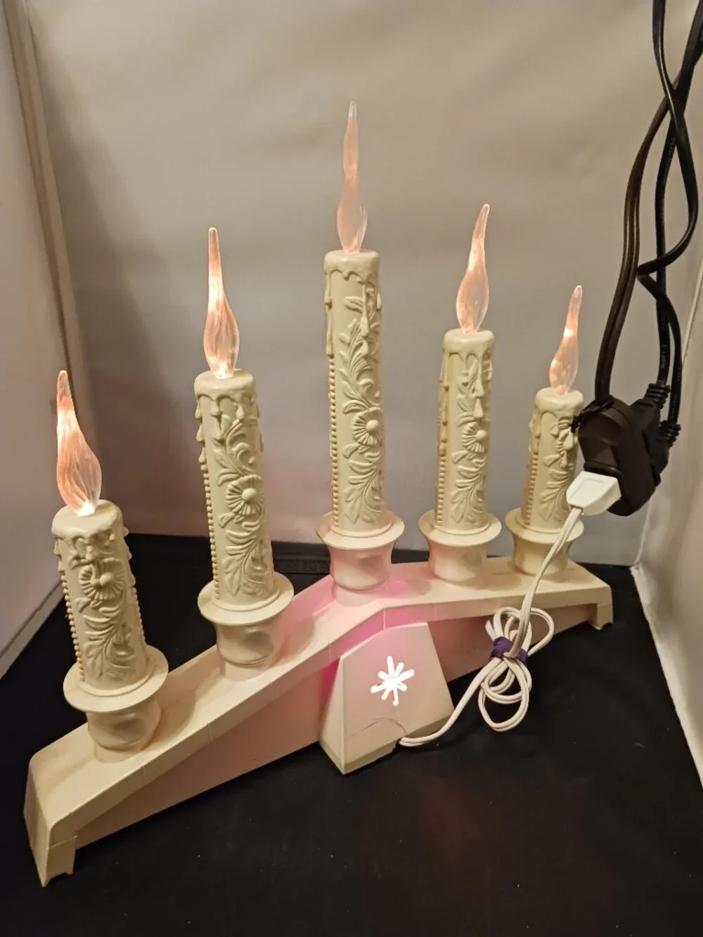 Vintage Empire 5 Candelabra Flat Flames Christmas Light Decor